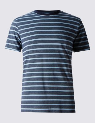 2in Longer Pure Cotton Striped Stay Soft T-Shirt with StayNEW&trade;